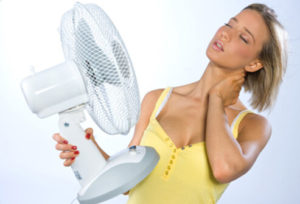 woman sweating from heat