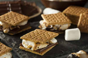 Homemade s'mores with loose marshmallows